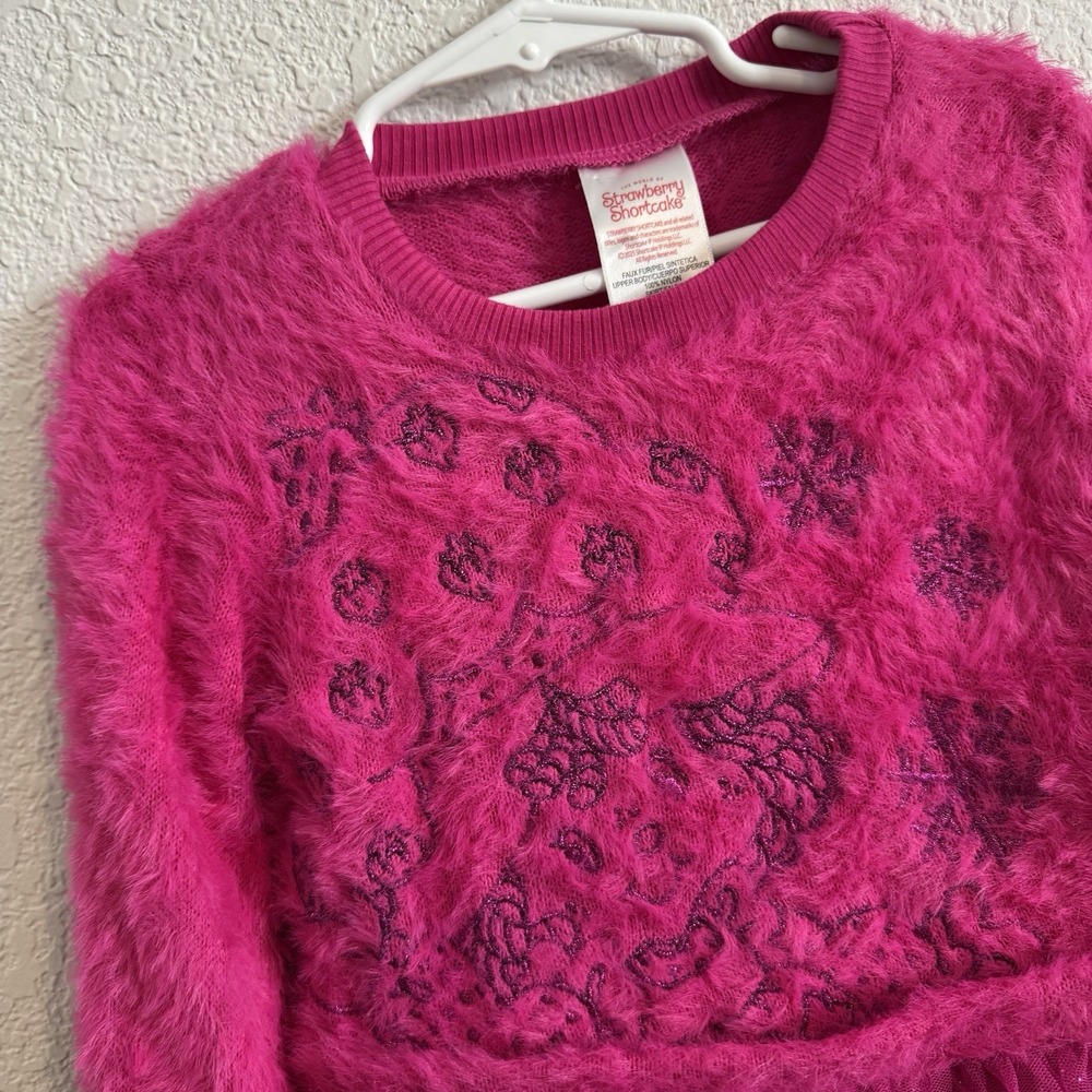 Strawberry Shortcake‎ Toddler 5T Pink Fuzzy Top Tutu Skirt Dress